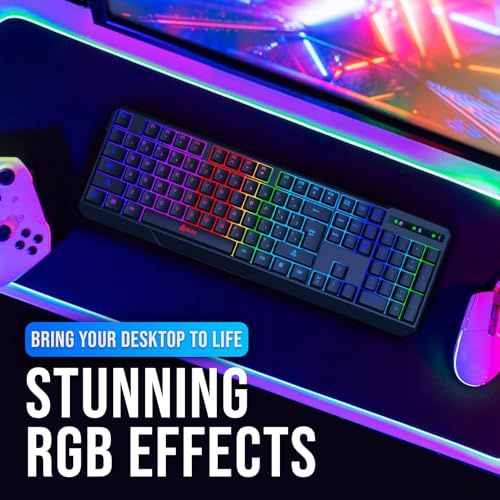 KLIM Chroma Wireless Keyboard – RGB Backlit Gaming, Rechargeable Battery, PC Keyboard, Durable & Water-Resistant, Compatible with PS4, PS5 & Mac - Black - color: Black