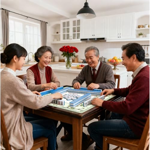 Chinoiserie Mahjong Mat with Carrying Bag 31.5" x 31.5" Green Rubber Anti Slip and Noise Reduction Multi Purpose Game Table Cover for Card, Board Tile Games - color: Green