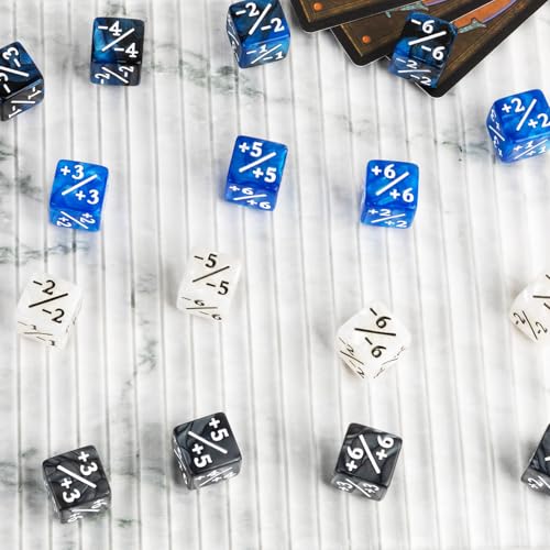 48 Pieces Magic Counter Dice Life MTG Counters Dice Set Marble Buff Tokens D6 Dice Compatible with Magic The Gathering, TCG, Card Gaming Accessories - color: Blue