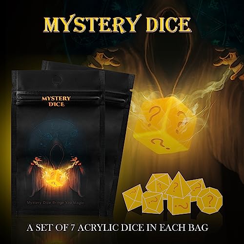 Mystery Dice Set D&D, 7PCS RPG Polyhedral DND Dice Set Random Pattern, Various Styles, Blind Bag for Role Playing Game and Tabletop Game, Mystery Bag - color: Mystery-acrylic