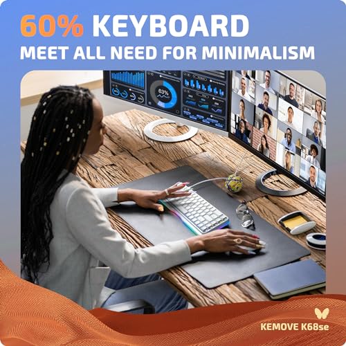 KEMOVE 60% Gaming Mechanical Keyboard RGB Backlit,Ultra-Compact 68 Key Keyboard,White (White, Wired)