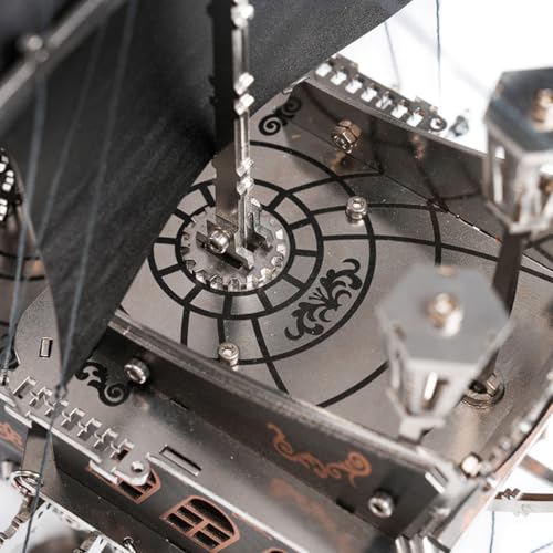 Black Pirate Ship 3D Metal Puzzle for Adults, 300+PCS 3D Metal Ship Model Building Kit, 3D Ship Puzzle Kit Steampunk Ship Jigsaw Assembly Model, DIY Craft Kit Gift