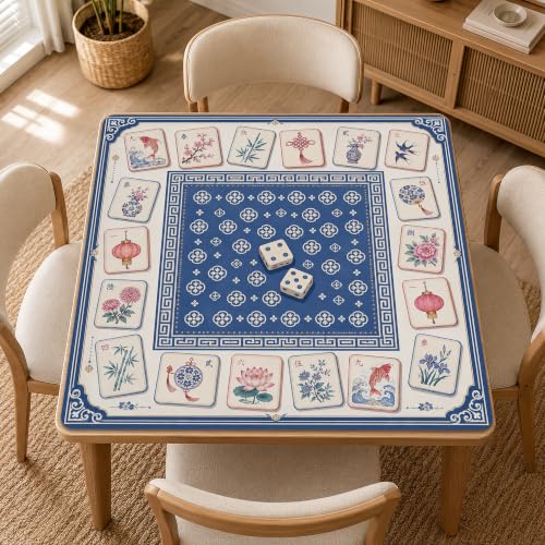 Dice Board Mahjong Mat for Table 31.5''x31.5'', Non-Slip Noise Reduction Mah Jongg Mats with Carrying Bag for American Mahjong, Poker, Board Games, Card Games & Dominoes - color: Dice Mahjong Board