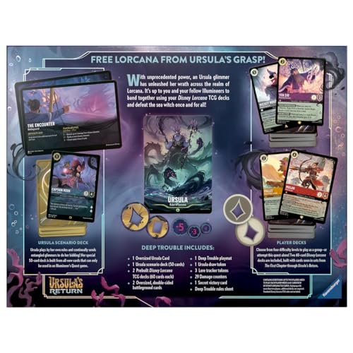 Ravensburger Disney Lorcana TCG: Illumineer's Quest – Deep Trouble | Cooperative Adventure Against Ursula | Includes Exclusive Cards & Playmat | Solo or Team Play | Ages 8+