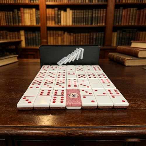 Premium Double 6 Dominoes Set 28 Tiles for Adults,Domino Board Games with Case for for Birthdays, Holidays and Special Occasions (Dominoes-Pink-Dog) - style: Dominoes-Pink-Dog