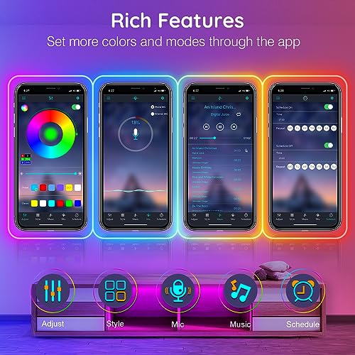 200 FT neon Rope Light, Bendable LED Rope Light, Multi-Mode Rope Light, IP65 Outdoor RGB LED neon Waterproof Light, Music Synchronized Game LED neon Light Strip for Bedroom Decoration