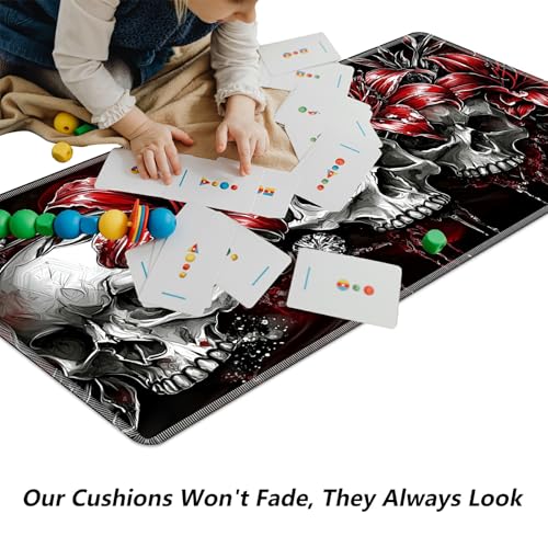 Skullsflowers for MTG & TCG Playmat Mouse Pad,BFDHGQZC 24" x 14" Game Mat for MTG/RPG/CCG Trading Card Game Playmats Table Mat Perfect for Card Games Video Games Computer Office - color: Skullsflowers