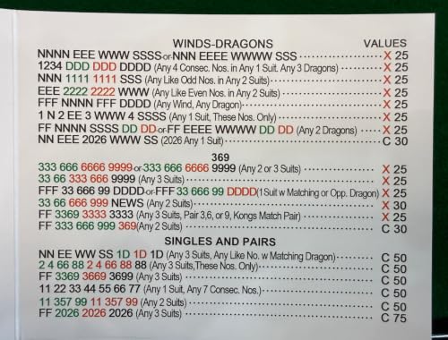 NAG 2026 NMJL Mah Jong Card Official Revision - Large Print - 4PCS