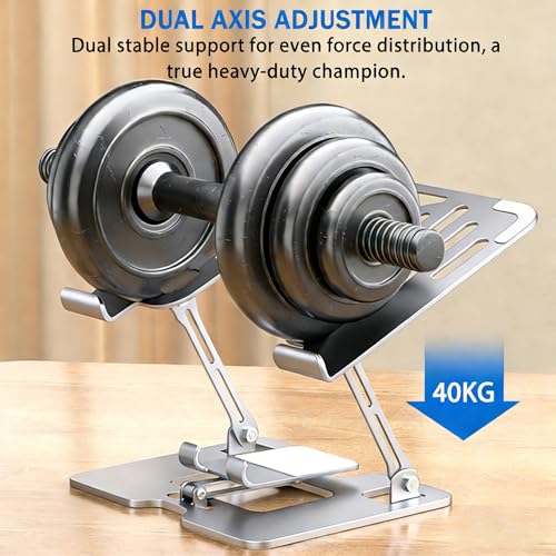 Laptop & Phone 2-in-1 Cooling Stand with Silent Fan, Adjustable Height & Angle, Carbon Steel Foldable Laptop Riser, Gaming Laptop Cooler Pad for Laptops Up to 18 Inch (Silver) - color: Silver