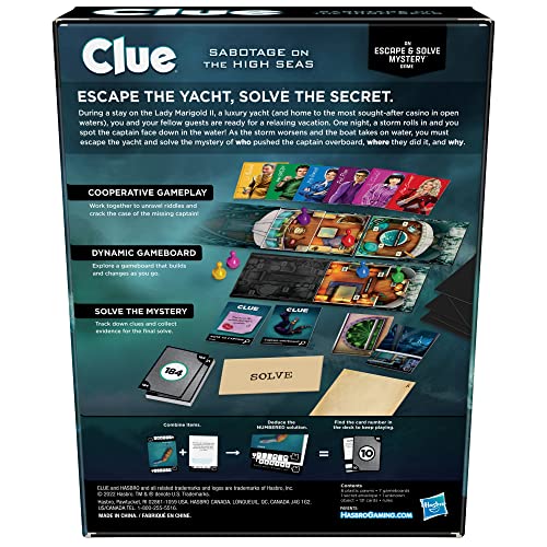 Hasbro Gaming Clue Board Game Sabotage on The High Seas, Escape Room Game, Murder Mystery Games, 1-6 Players, 10+ (Amazon Exclusive) - style: Sabotage on the High Seas