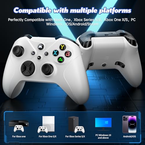 Xexvyrin Wireless Controller for X-box One, X-box Series X/S, PC, Switch, iOS, Android, LED Gaming Controller with TURBO, Macro Function, 6-Axis Gyro, 3.5mm Audio Jack, WiFi Connectivity (pure white) - color: Pure White
