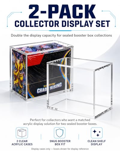 2 Pack Booster Box Acrylic Case for US-Size PKMN Booster Boxes | 5mm Ultra-Clear Acrylic with Magnetic Lids, Dust-Resistant and UV-Resistant Display, Inner Size: 5.4" L × 3.1" W × 4.9" H - size: (2-Pack)Booster Box Case