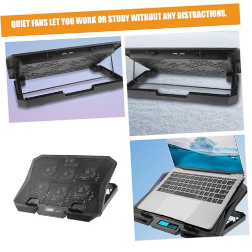 Kisangel 6-Fan Laptop Cooling Pad, Adjustable Speed Quiet Cooler Stand with Blue LED Lights, Ergonomic Notebook Cooling Base for 15.6 Inch Gaming Laptops