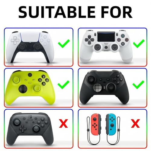 28 PCS Optimized Silicone Thumb Grips & Joystick Caps for PS4/PS5/Xbox Controllers Accessories | 14 Colors, Anti-Slip, Anti-Scratch & Enhanced Gaming Grip Protectors