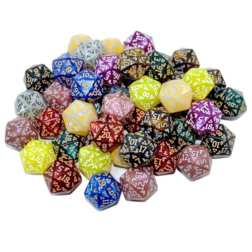 SmartDealsPro 50-Pack D6 D12 D20 6 12 20 Sided Dice Polyhedral Dice with Pouch for DND RPG MTG Table Game (D20, Dragon Pattern) - color: Dragon Pattern, style: D20