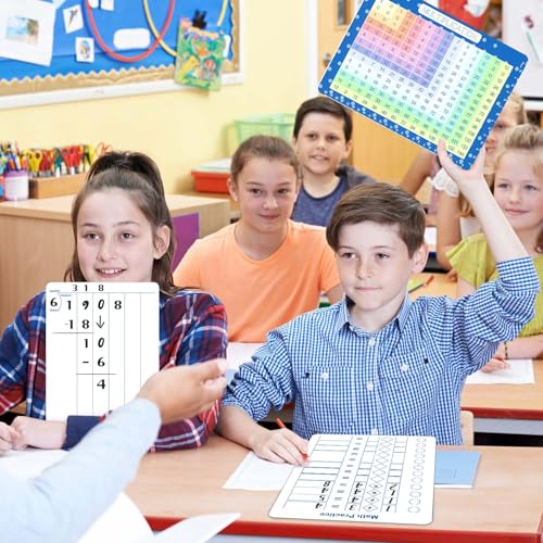 Multiplication Master Kit - 3 Pack Double Sided Dry Erase Math Whiteboards & Times Table Chart | 9"x12" Multiplication Division Boards + 8"x11" Multiplication Table | Classroom Homeschool Supplies