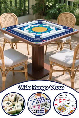 Mahjong Mat with Rule, 31.5x31.5Inch American Mahjongg Table Mat (Blue) | Anti-Wrinkle&Foldable Neoprene Mahjongg Travel Mat for Table with Learning Rule, Anti-Slip Noise Reduction Includes Carry Bag - color: Blue-