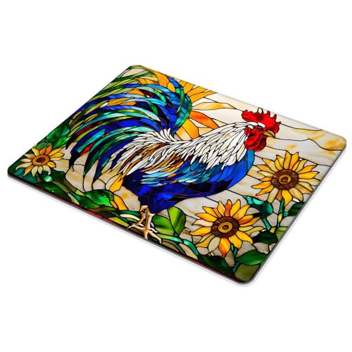 Square Mouse Pad Glass Rooster,Gaming Mouse Pads for Desk,Soft Computer Waterproof Non-Slip Mouse Mat - color: Glass rooster