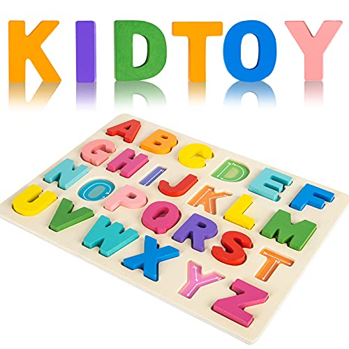 Attmu Wooden Puzzles for Toddlers, 2 Pcs Alphabet ABC Shape Number Puzzle | Learning Toys for Kids Preschool Educational Activities Toddler Gift Toys for Girls Boys Christmas Valentines Easter - size: 2 Pcs