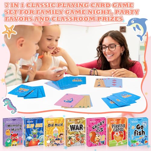 Zubebe 56 Pack Kids Playing Card Games Gifts Bulk Classic Card Game Set for Kids Includes Go Fish, Old Maid, Crazy Eights, Memory Match, Slap Jack, Playing Toy for Party Favors (Vivid) - style: Vivid