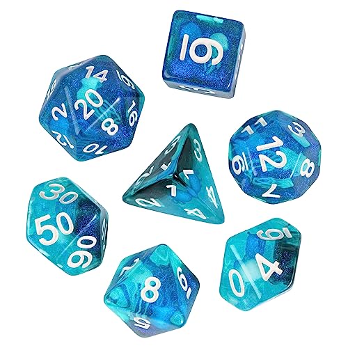 UDIXI Jellyfish DND Dice Set D&D Polyhedral Dice Set for RPG Tabletop Games | Velvet Storage Bag, DM Gift, for Dungeons and Dragons Role Playing Games Board Games - color: Ocean/Jellyfish