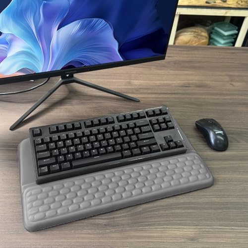 Computer Keyboard Stand with Wrist Rest, Ergonomic Tilted Keyboard Holder - Keyboard Riser with Wrist Pad - Keyboard Tray Support for Office Home - Gray - color: Keyboard Stand - Gray
