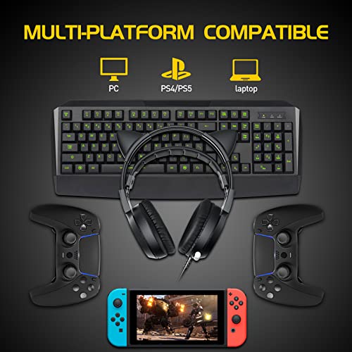 SOMIC G951black Gaming Headset for PC, PS4, Laptop: 7.1 Virtual Surround Sound Detachable Cat Ear Headphones LED, USB, Lightweight Self-Adjusting Over Ear Headphones Black - color: Black