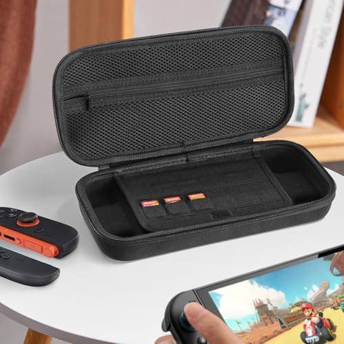 TUCANA Carry Pouch Case Compatible with Nintendo Switch 2 (2025), Switch 2 Portable Hard Travel Case with Pockets and 12 Game Cartridges for Switch 2 Accessories (Black)