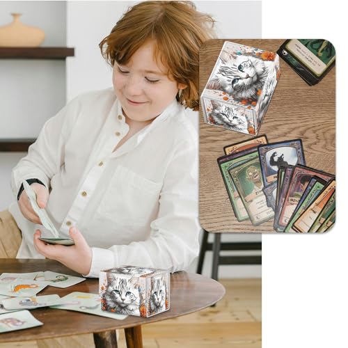 Strong Magnet Card Case Deck Box Mtg Card Box Playing Card Box Magic Deck Box Tcg Up to 200 Cards Creative Pattern Trading Card Storage Box for Collectible Card Games, Long-Haired White Cat - color: Long-Haired White Cat