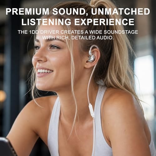 In Ear Monitor Headphones Dual Magnetic Dynamic Driver IEM with Mic, Silver | Hybrid Banlance Armature with Dynamic in Ear Headphones IEM Earphones Gaming Earbuds - color: H89-Silver