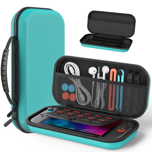 Klipdasse Carry Case Compatible with Nintendo Switch 2, Portable Hard Shell with Soft Lining, 10 Card Slots, Viewing Stand, soft silicone Handle for Switch 2 Green - color: Green