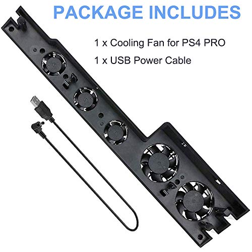 Linkhood Cooling Fan for PS4 PRO, USB External Cooler 5 Fan Turbo Temperature Control Cooling Fans for Sony PlayStation Pro Gaming Console