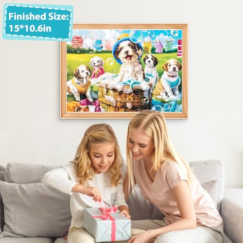 100 Piece Puzzles for Kids Ages 4-6 6-8 8-10 Year Old - Puppies and Bubbles, 100 Pieces Jigsaw Puzzles for Kids, Children Learning Educational Toys Gift for Boys and Girls - size: Dogs Puzzles