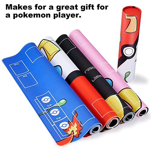 Biouai Playmat for Trading Card Game - 2 Player Trainer Mat for Game with Carry Case Tube(Black) - color: Black