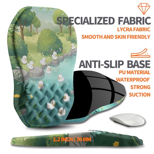 Ergonomic Slope Mouse Pad Wrist Support, Wrist Rest Mousepad for Carpal Tunnel Pain Relief with Massage Bulge and Slow Rebound Memory Foam (12x8 inch, Cute Ducks) - color: Am034-cute Ducks