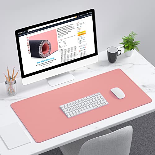 Dapesuom Large Gaming Mouse Pad, Extended Mouse Mat with Stitched Edges, Full Size Keyboard Pad with Non-Slip Base, Big XXL Computer Desk Mats for Gamer, Laptop, Office, 31.5 x 15.7in, Rose Pink - color: Rose Pink, size: 31.5L x 15.7W inches