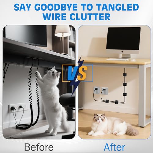 vorona Cable Management Under Desk, Up to 15 Cord, 41 PCS Enhanced Wire Holder Cord Organizer, Adjustable Hook and Loop Cable Ties, Reusable Cord Holder, Cable Hider Clips Under Table