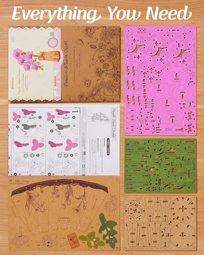 rowood 3D Wooden Puzzles for Adults,DIY Artifical Flower Botanical Collection Building Craft Kit,Mother's Day/Valentine's Day/Teacher's Day Purple Moth Orchid - style: Purple Moth Orchid
