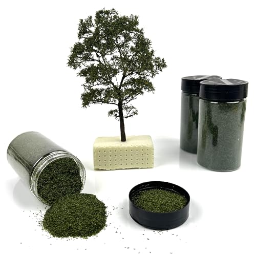 Multicolor Leaf Model - 300ml Miniature Scenery Material for Train Railway, Diorama, Car Scene & Scale Landscape Layouts (Olive Green) - color: Olive Green