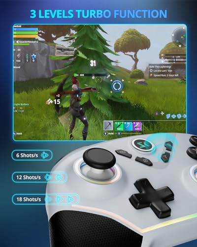 Multi-Platform Wireless Controller, PC Gaming Controller with 2.4G Adpater/Hall Joysticks/Hall Triggers/1200 mAh Battery/4 Programmable Buttons/RGB Lighting, Compatible with PC Windows 7/8.1/10/11, Switch/OLED/Lite, iOS, Android, Steam-White - color: Whit