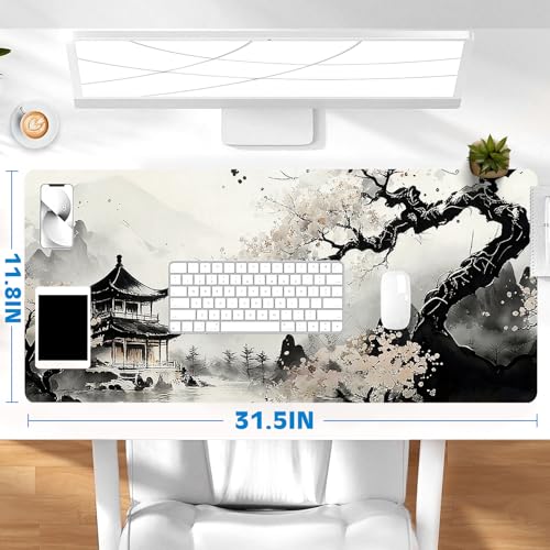 Gaming Mouse Pad, Desk Mat for Keyboard and Mouse, Large Mouse Pad for Desk, Computer Mousepad - color: Japanese Ink Painting 3
