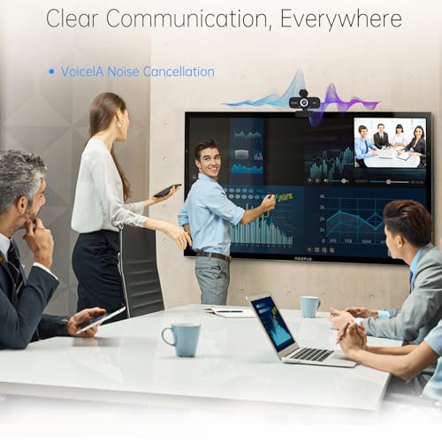 1080P HD Webcam with Noise-Canceling Mic, Auto Light Correction, Privacy Cover and Wide Angle Lens, Plug & Play USB Camera for Laptop/Desktop/PC/Mac, Compatible with Zoom/Skype/Teams/Streaming Black
