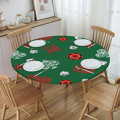 Game Card Round Tablecloth Elastic Fitted Table Cover Washable Elastic Edge Tablecloths for Kitchen Dining Party Fitted Table 40-44 inch - color: Game Card S, size: 40" (Round)