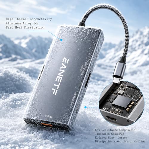 Eanetf 5-in-1 Professional USB C Hub 10Gbps, CFexpress Type C + UHS-II SD4.0 (Dual Row Pins) + UHS-II Micro SD4.0 Card Reader, Industrial USB 3.2 for 8K RAW Workflow, Filmmakers & Photographers
