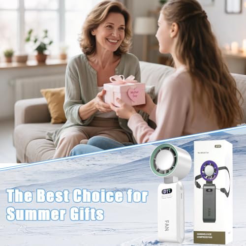 zxbaers Portable Handheld Turbo Fan with Ice Cooling, Rechargeable Hand Held Fan, Up to 199 Gears, 20000 RPM, Handheld AC Fan with Cold Air, for Travel, Outdoor, Camping, Hiking, Beach Vacation