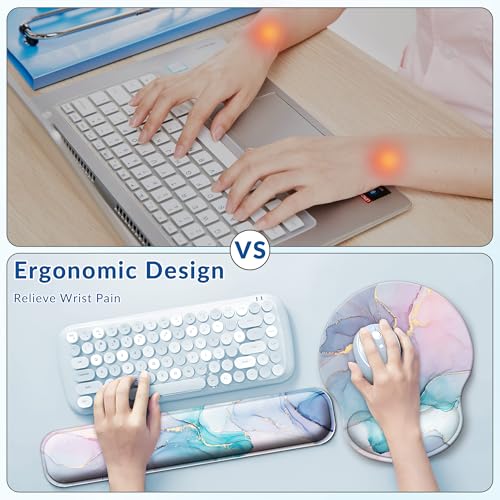 Desk Mat Set Keyboard and Mouse Pad with Wrist Rest Support | Ergonomic,Pain Relief, 4-in-1 Large Big Mousepad Computer Mats,Desk Pad Matt Mats for Desktop Home & Office - color: Q-Marble 1