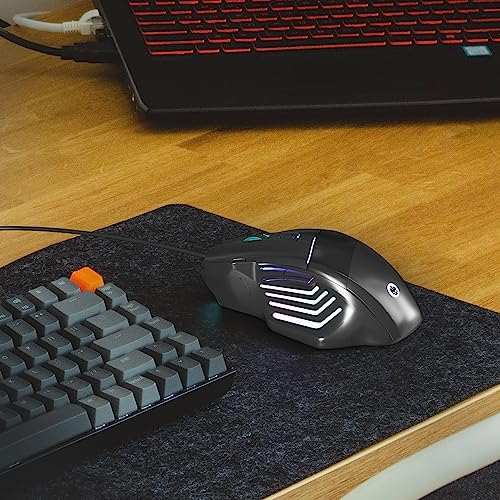 GAME PUNK Pro Series Optical Wired Gaming Mouse, Ergonomic Wired Mouse with RGB LED Lights, 3,600 DPI, and 7 Mappable Tactile Buttons, Compatible with Windows, MacOS, PlayStation 5, Xbox Series X/S - color: Black