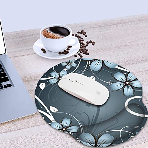 Ergonomic Mouse Pad with Wrist Support,Non-Slip Rubber Base for Computer Laptop & Mac,Lightweight Rest for Home,Office & Travel (Blue Flowers) - color: Blue Flowers
