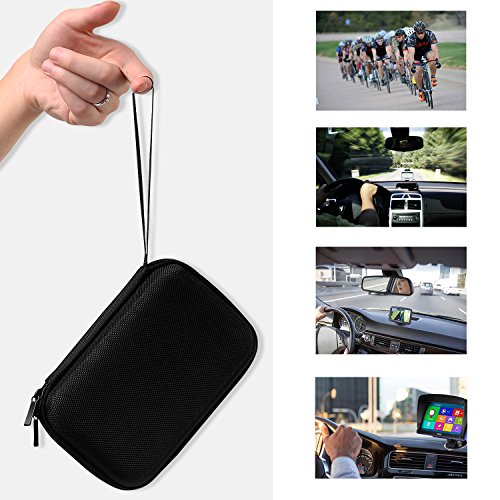 MoKo 5-Inch GPS Carrying Case for Garmin, TomTom & Magellan, Black | Hard Shell Protection, Shock-absorbing Oxford Fabric, Soft Velvet Lining, Mesh Pocket for Accessories - size: 5 Inch
