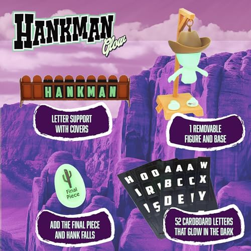 Fotorama Hankman Glow Magnetic Hangman Word Guessing Game | for Kids Ages 6 and Up, Glow in the Dark Travel Toy, Mystery Letter Games, Gifts